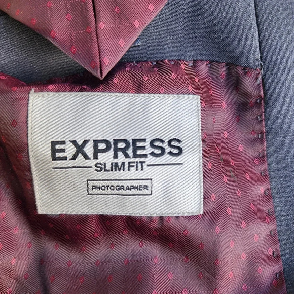 Express Photographer Slim Blazer Dark Gray Mens 38S Suit Jacket Coat 38 Short - Picture 11 of 12